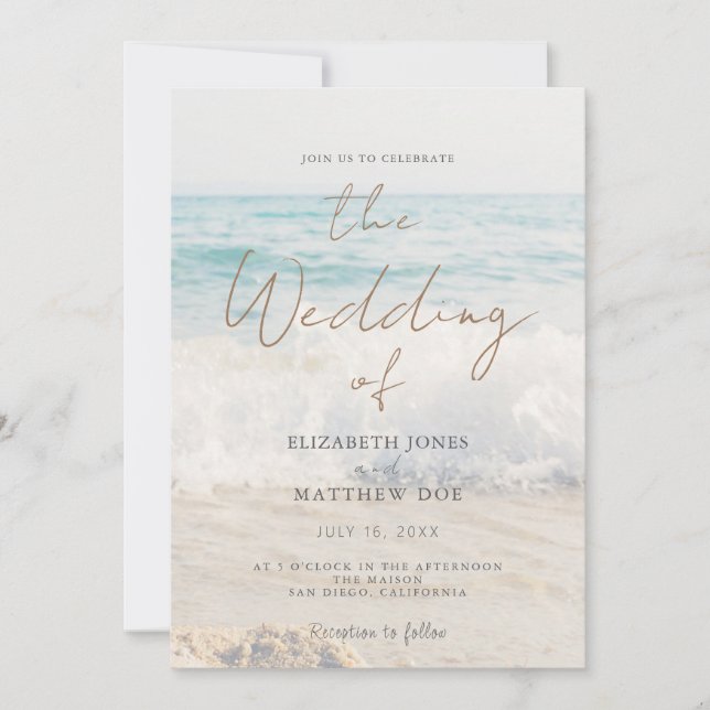 Hochzeitsfeiern am Strand/Hochzeit am Meer Einladung (Vorderseite)