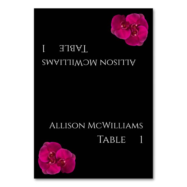 Hochzeitsfeiern - Black Fuchsia White Tischnummer (Vorderseite)
