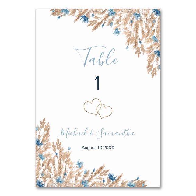 Hochzeitsfeiern für das blaue Land Tischnummer (Vorderseite)