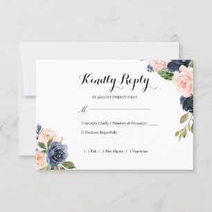Hochzeitsfeiern in Blau und Rosa RSVP Karte