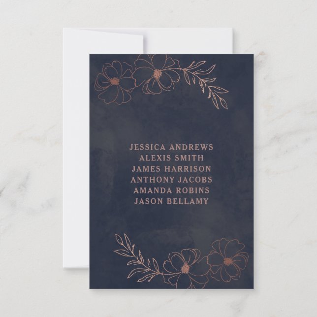 Hochzeitsfeiern in Navy Blue & Rose Gold Foil Tisc Einladung (Rückseite)