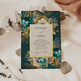 Hochzeitsfeiern mit Aquamariner Goldflora Folieneinladung