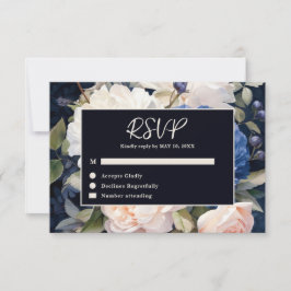 Hochzeitsfeiern mit blauem und düsterblütigem Rosa RSVP Karte