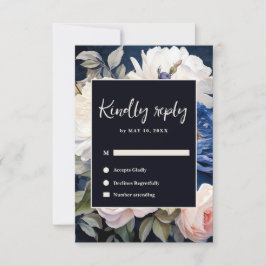 Hochzeitsfeiern mit blauem und düsterblütigem Rosa RSVP Karte