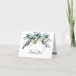 Hochzeitsfeiern mit blauem und grünem Blumen Dankeskarte