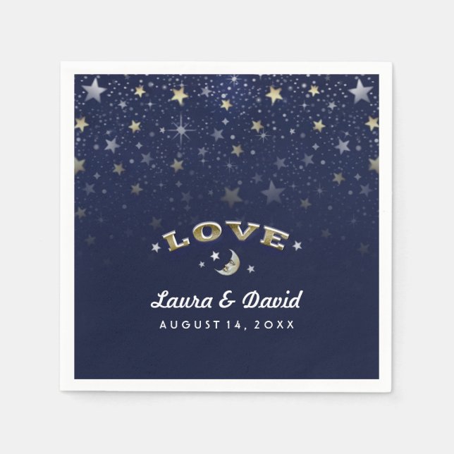 Hochzeitsfeiern mit blauen Gold und weißer LIEBE Serviette (Vorderseite)
