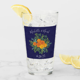 Hochzeitsfeiern mit Blauer Rose und Orangen Glas