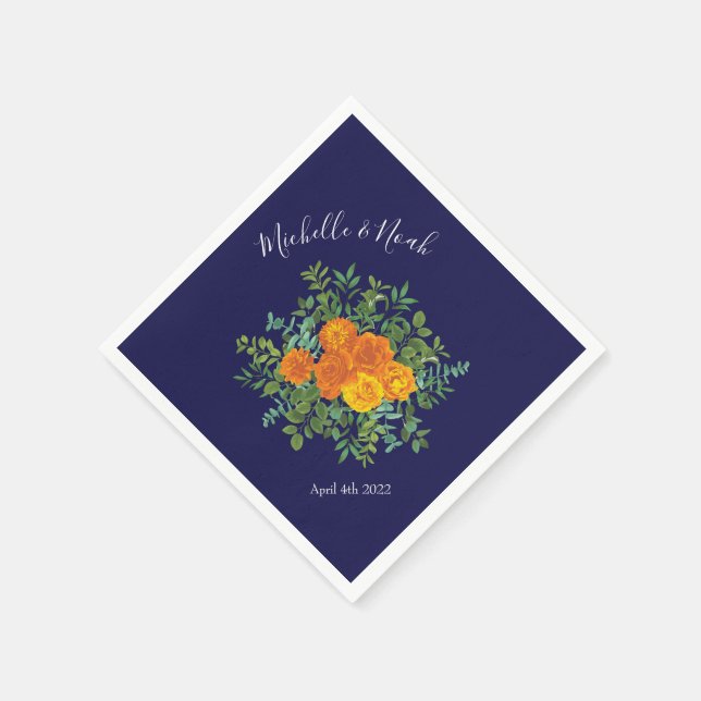 Hochzeitsfeiern mit Blauer Rose und Orangen Serviette (Ecke)