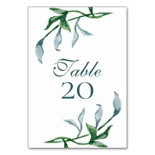 Hochzeitsfeiern mit blaugrüner Blütenblume in Blät Tischnummer