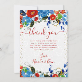 Hochzeitsfeiern mit Blumen und Roten Blumen Dankeskarte