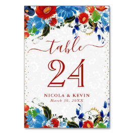 Hochzeitsfeiern mit Blumen und Roten Blumen Tischnummer