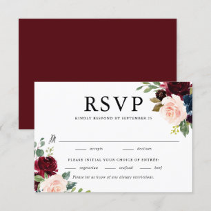 Hochzeitsfeiern mit dem Burgund und Blumen RSVP Karte