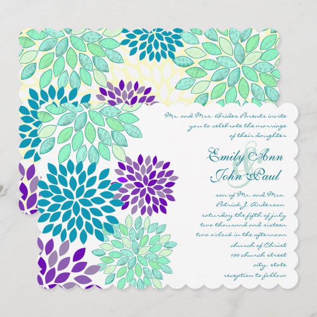 Hochzeitsfeiern mit floraler Flora und Fauna Einladung (Vorne/Hinten)