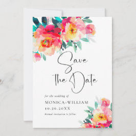 Hochzeitsfeiern mit leuchtend rosa Blume Save The Date