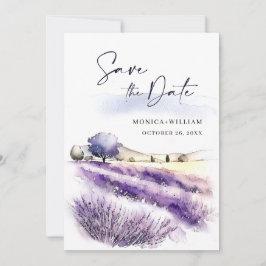 Hochzeitsfeiern mit Lila Lavendelfeldern Save The Date