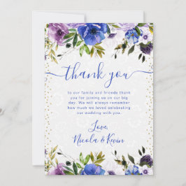 Hochzeitsfeiern mit Lila Wasserfarben und Blauen B Dankeskarte
