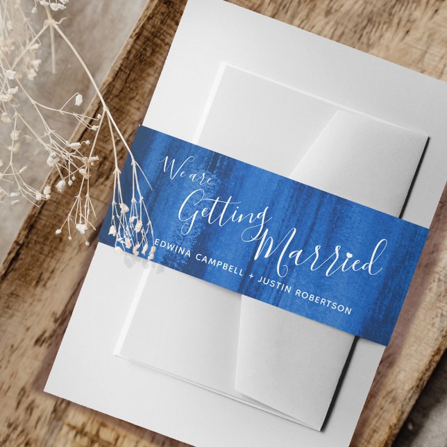 Hochzeitsfeiern mit Saphirblau abstrakte Kunst Einladungsbanderole (Von Creator hochgeladen)