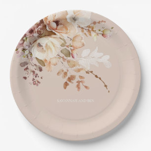 Hochzeitsfeiern mit Wasserfarben-Blush-Brautparty Pappteller