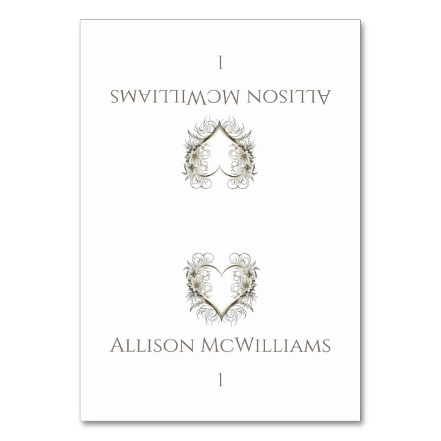 Hochzeitsfeiern - Moderne Blume mit Herz Tischnummer (Vorderseite)