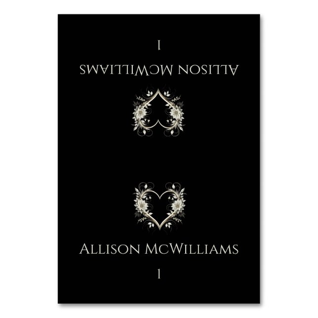 Hochzeitsfeiern - Moderne Blume mit Herz Tischnummer (Vorderseite)