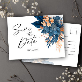 Hochzeitsfeiern Save the Date mit blauem Blumen Ankündigungspostkarte