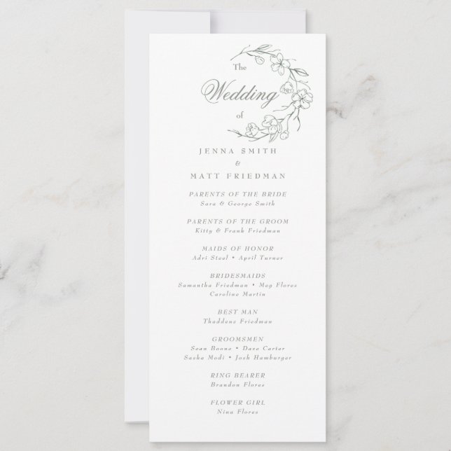 Hochzeitsfeierprogramm (Vorderseite)