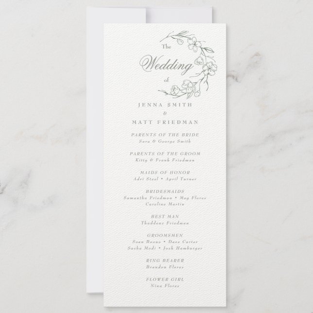 Hochzeitsfeierprogramm (Vorderseite)