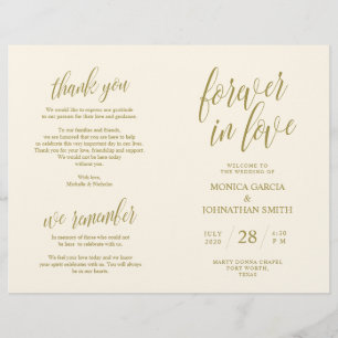Hochzeitsfeierprogramm, Elegance Script Gold
