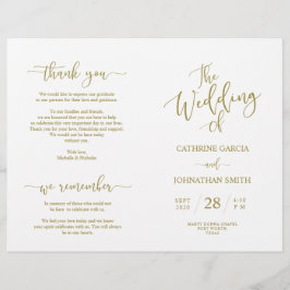 Hochzeitsfeierprogramm, elegantes Script Gold