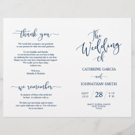 Hochzeitsfeierprogramm, Elegantes Skript Navy Blue