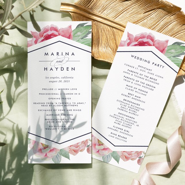 Hochzeitsfeierprogramm für antikes Peony Programm (Von Creator hochgeladen)