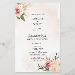 Hochzeitsfeierprogramm für Peony and Gold Foil Blo