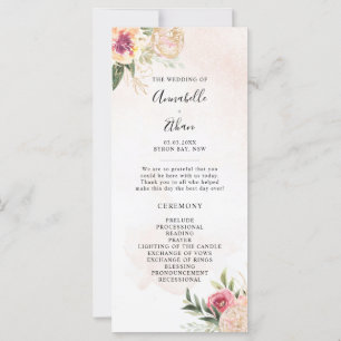 Hochzeitsfeierprogramm für Peony and Gold Foil Blo