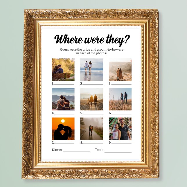 Hochzeitsfeierspiel, wo sie Foto erraten Poster (Wedding Party Game Where Were They Photo Guessing Poster)