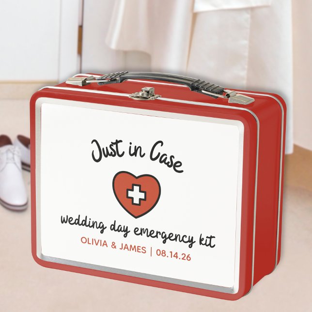Hochzeitsfeiertag - Rettungsring Red Tin Box Metall Brotdose (Bridal Must-Have: keep calm & stylish with our fun and practical wedding day emergency survival kit
)