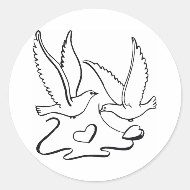 Hochzeitsfeiertauben Runder Aufkleber (Vorderseite)