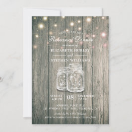 Hochzeitsfest Probe Dinner Wood Jars String Lights Einladung