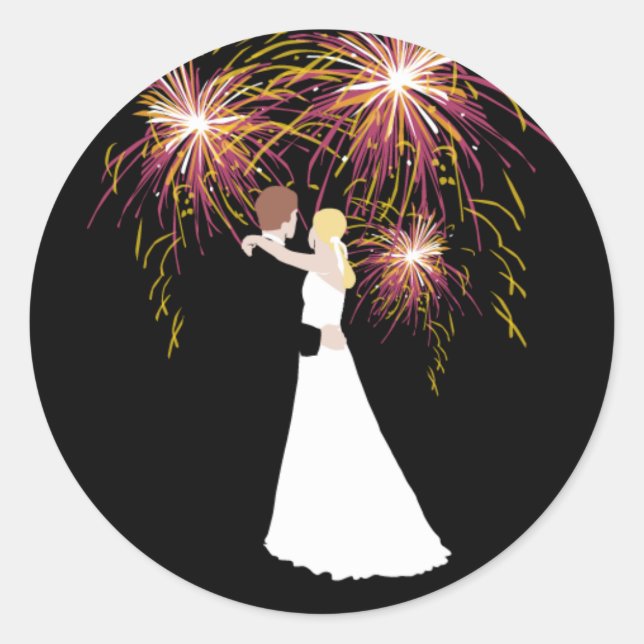 Hochzeitsfeuerwerk Runder Aufkleber (Vorderseite)