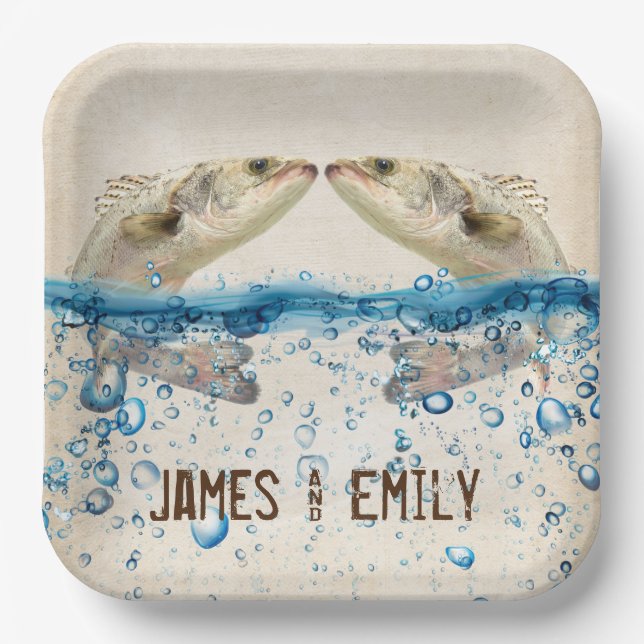 Hochzeitsfisch im Wasser Pappteller (Vorderseite)