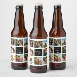 Hochzeitsflasche aus Foto schwarz-weiß Bierflaschenetikett