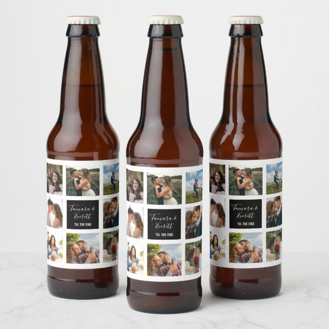 Hochzeitsflasche aus Foto schwarz-weiß Bierflaschenetikett (Flaschen)