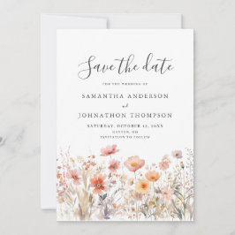Hochzeitsflasche mit floraler Wildblume Save The Date