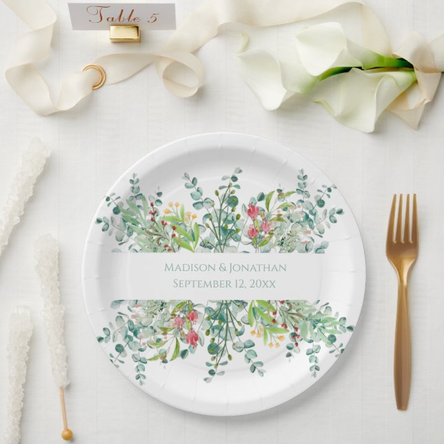 Hochzeitsflora Elegante Weinkultur Pappteller (Hochzeit)