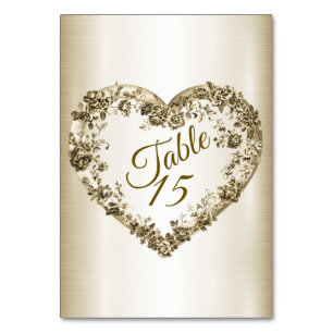 Hochzeitsflora Golden Verziert Heart Frame Elegant Tischnummer