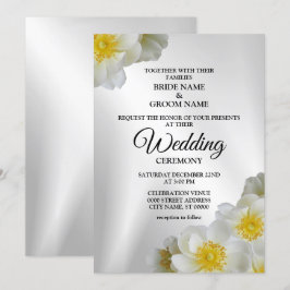 Hochzeitsflora Weißes Gelbes Silber Elegant Rustik Einladung