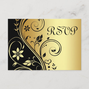 Hochzeitsflorale UAwg Black Gold Einladung