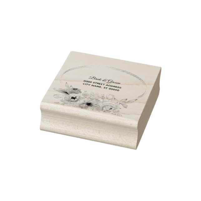 Hochzeitsflorrahmen-Elegant der Rücksendeadresse Gummistempel (Stempel)