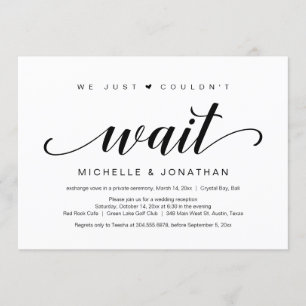 Hochzeitsflucht, Elegante schwarze Schrift Einladung
