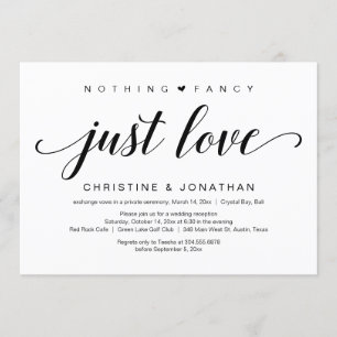 Hochzeitsflucht, Elegante schwarze Schrift Einladung