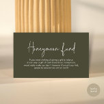 Hochzeitsfond, moderne handgeschriebene Schrift Begleitkarte<br><div class="desc">Feiern Sie den Beginn Ihrer Reise zusammen mit unserer eleganten "Flitterwochen-Fond" Hochzeitseinladung eingeschlossen Karte. Mit einer raffinierten Mischung aus modernem Drehbuch und romantischem Ambiente, in zeitlosem olivgrünem Design, ist jede Karte so konzipiert, dass sie das Wesen Ihres besonderen Tages vermitteln kann. Diese Karte eignet sich perfekt für Paare, die einen...</div>